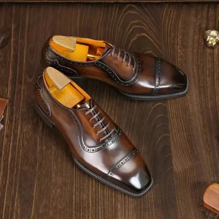 Chaussures habillées en cuir Oxford pour homme – Marron Foncé